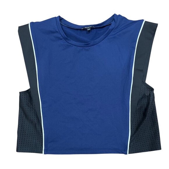 Michi Cruise Top Navy & Black Sleeveless Crop Tank With Contrast White Piping Si - Picture 1 of 6